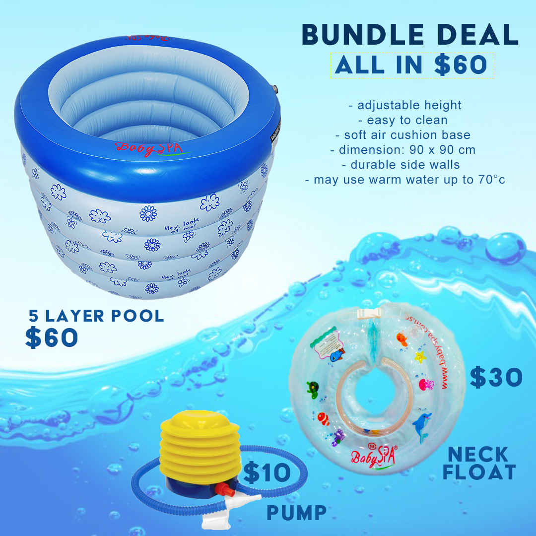 BabySPA Home Spa 5 Layer Pool + Air Pump + Neck float Bundle